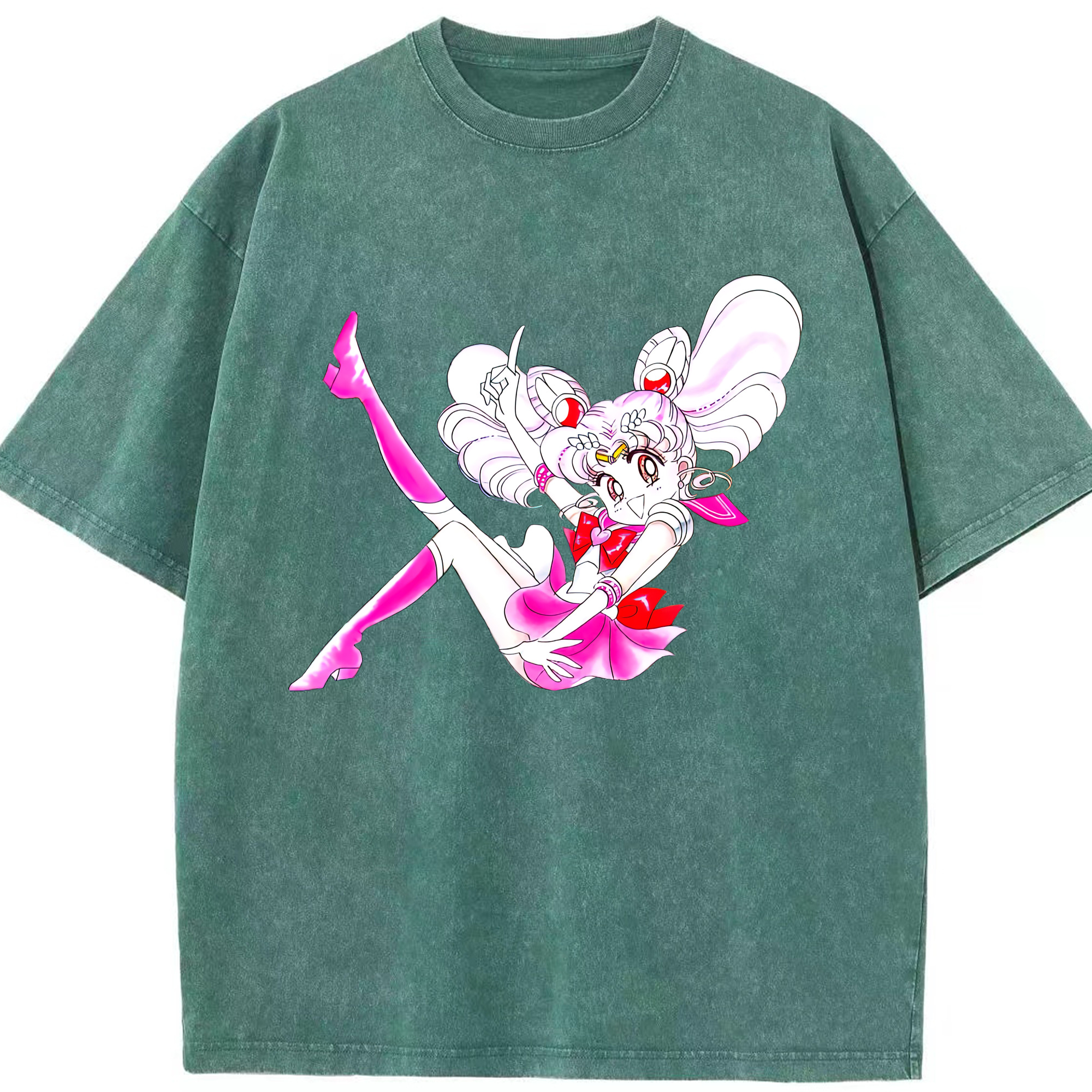 （画像用） 美少女戦士セーラームーン ちびうさ Sailor Moon Chibiusa Tsukino Usagi Small Lady Serenity 綿100% ヴィンテージ風 半袖Tシャツ（フロントプリント）